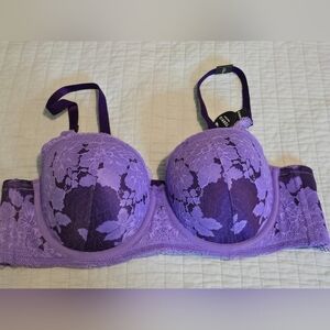 Torrid Strapless Padded Push-Up Bra Two Tone UW Lace Straight Back SZ 40B NWT